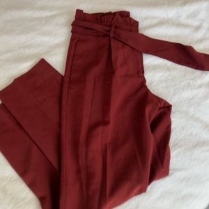Straight leg dress pant with tie waist